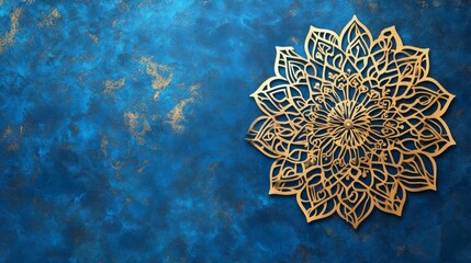 luxury golden mandala for Indian wedding invitation card template design Islamic Arabic gold mandala ornament blue background, Design for invitation, wedding card, Diwali, decoration.