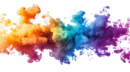 abstract colorful ink swirls in water on transparent background