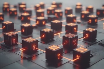 Abstract Digital Network with Glowing Nodes and Connections