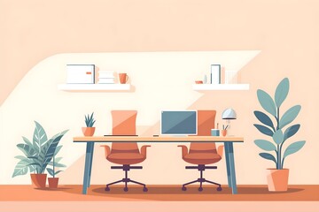 interior of a room silhouette vector art illustration
open and lighting white modern office panoramic vision. front view. flat vector art illustration
