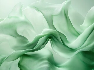 Obraz premium A soft, flowing fabric in a gentle green hue, creating a serene and calming visual effect.
