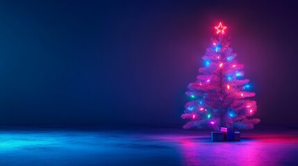 Concept of Neon Noel. Copy Space