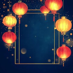 Frame Chinese New Year background with copy space