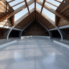 Obraz premium Concrete surface and structure in skating park rustic environment wood concrete design wood design concrete architecture wall floor modern