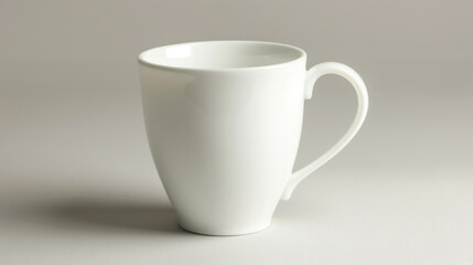 Fototapeta premium Classic white mug on a plain surface, perfect for logo or text designs, soft lighting
