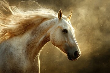 Obraz premium Elegance in Motion: Isolated Brown Mare Galloping with Grace