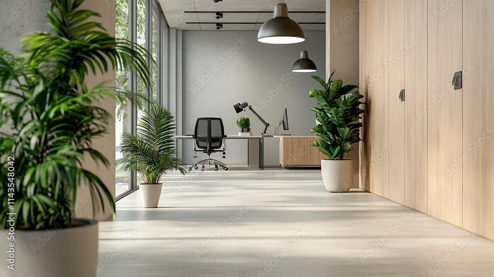 Poster sleek and compact ip security mounted on the wall in a modern minimalist office setting connected to
