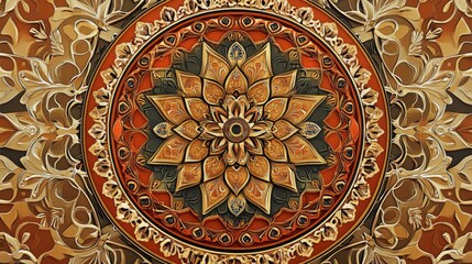 Fototapeta premium Arabic style Luxury ornamental mandala design background. Decorative ancient ornament. Design for invitation, wedding card, Diwali, decoration. India, Indian, Arabic, Damask, Asian, Turkish, Dubai