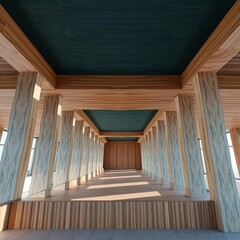 Fototapeta premium Natural colors wood concrete design wood design concrete architecture wall floor modern