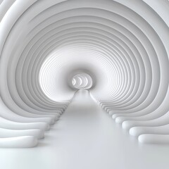 Naklejka premium Abstract White Tunnel with Round Curved Lines and Soft Lighting