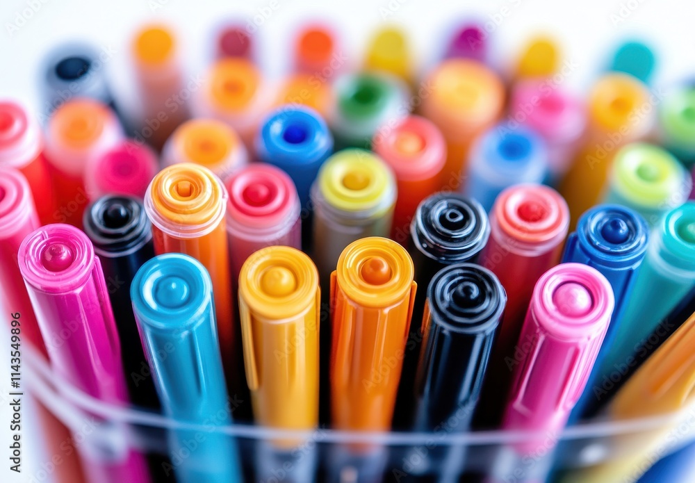 Aufkleber vibrant collection of assorted markers in various colors arranged neatly for creative art projects a