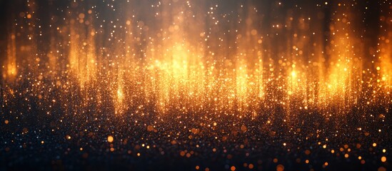 Abstract glowing background with warm orange and yellow lights on a dark backdrop.