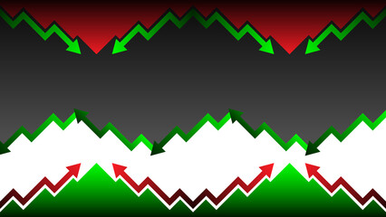 Abstract Background Graph Arrows Indicating Fluctuating Trends in Red and Green Colors