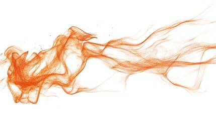 Flowing orange smoke vividly on stark backdrop digital abstract art. AI Generated