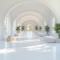 Bright and Spacious Contemporary Interior with Greenery and Archways