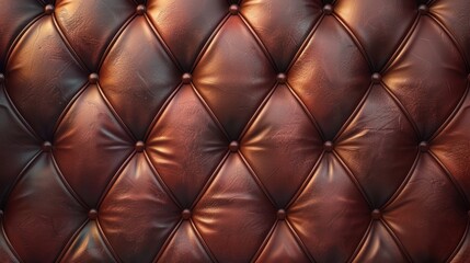 Fototapeta premium Elegant and luxurious tufted leather upholstery pattern in a classic vintage design The rich brown leather texture and buttoned details create a cozy premium atmosphere for high end interior decor