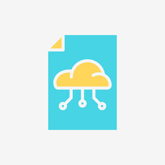 Flat Icon Paper file document with Cloud system. Technology and system concept, Flat Colorful style.