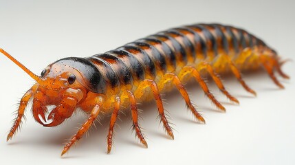Fototapeta premium Closeup of a vibrant orange and black centipede