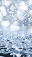 Ice Crystals and Snowflakes on a Reflective Surface