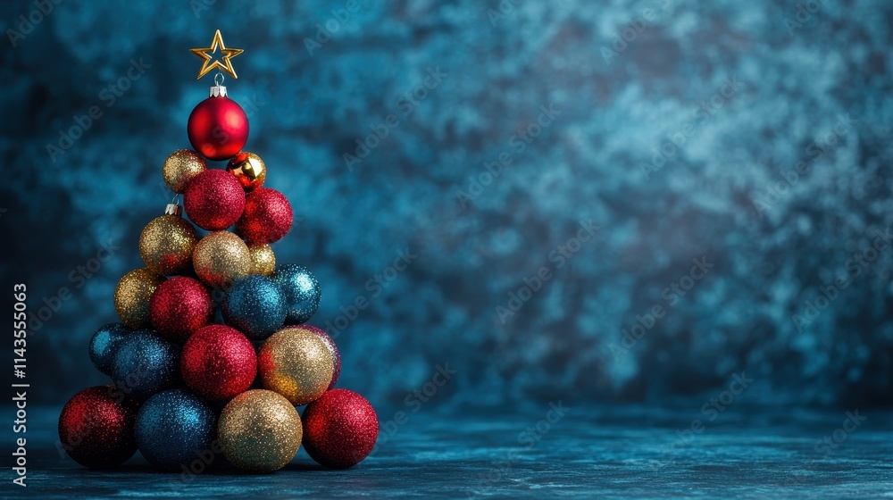 Aufkleber chrismas decorations. abstract colored chrismas tree on a empty background, copy space for text