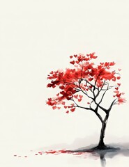 Romantic Red Leaf Tree