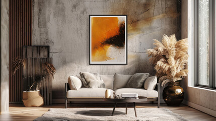 Framed poster on a cozy wall in a home setting, natural light and soft textures creating a welcoming mood