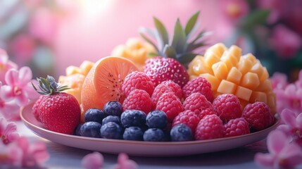 Fresh fruit salad healthy delicious breakfast.