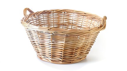 Obraz premium The Appealing Laundry Basket with Clean Clothes on White Background: A Symbol of Housework and Cleaning Chores Done Well.