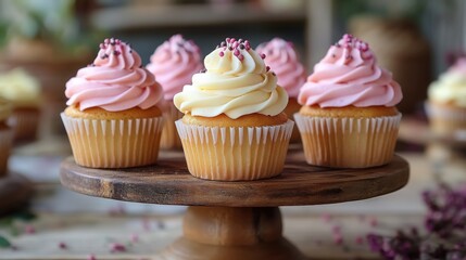 Delicious cupcakes sweet treat bakery dessert.