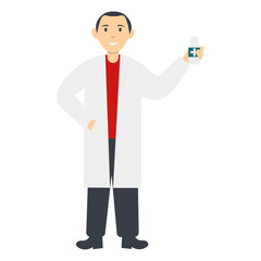 Pharmacist People Character in Cartoon Design. Isolated Vector Illustration