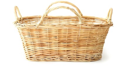 Fototapeta premium The Appealing Laundry Basket with Clean Clothes on White Background: A Symbol of Housework and Cleaning Chores Done Well.