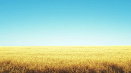 Golden Wheat Field Under Blue Sky - Serene Summer Landscape
