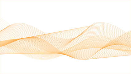 Abstract orange and red waves on a white background. Abstract background with curved beams of light.	