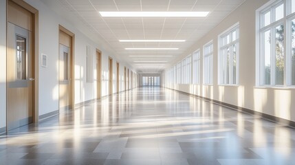 an empty hall of hosptial,