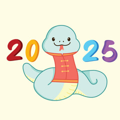 Cute Hand Drawn Vector Cartoon Illustration Chinese year of Snake Lunar New Year 