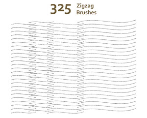 Set of 325 mixed zigzag art brushes with various lengths. Compatible with Adobe Illustrator CS6 and above.