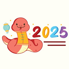 Cute Hand Drawn Vector Cartoon Illustration Chinese year of Snake Lunar New Year 