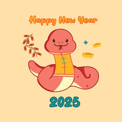 Cute Hand Drawn Vector Cartoon Illustration Chinese year of Snake Lunar New Year 