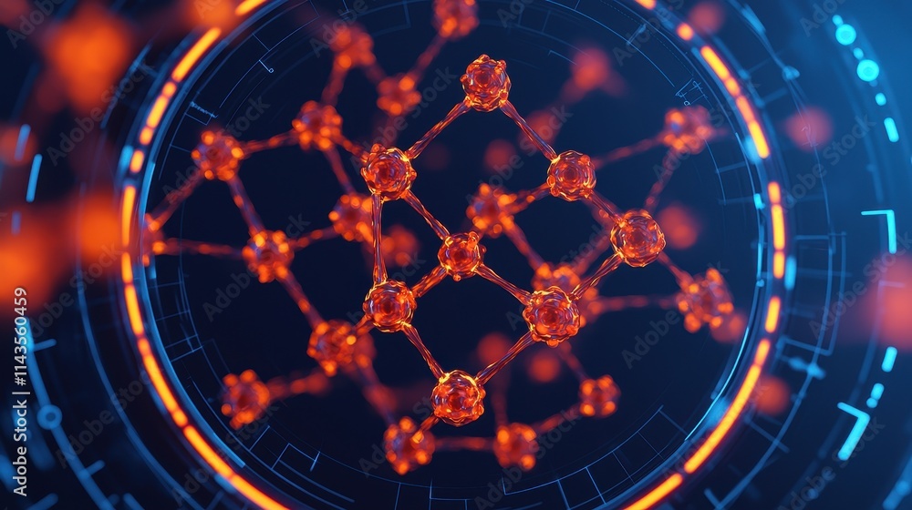 Aufkleber abstract visualization of molecular structure in a futuristic design