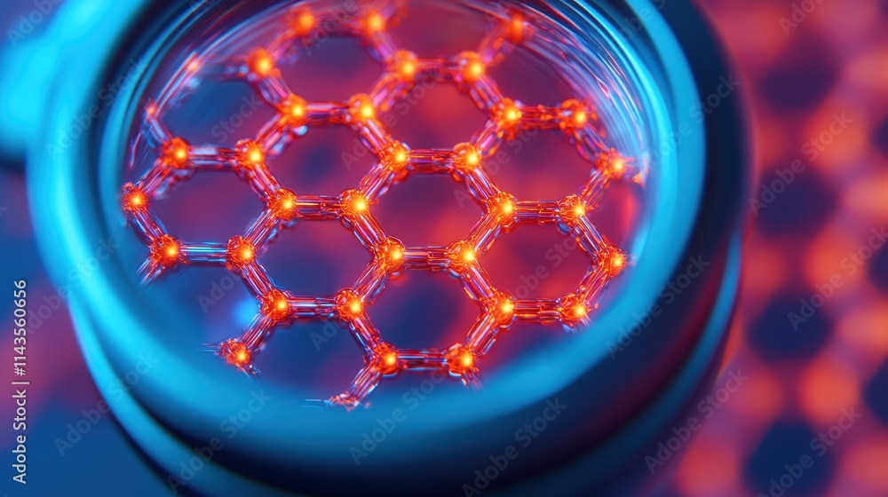 Aufkleber intricate hexagonal structure with luminous details and blue background