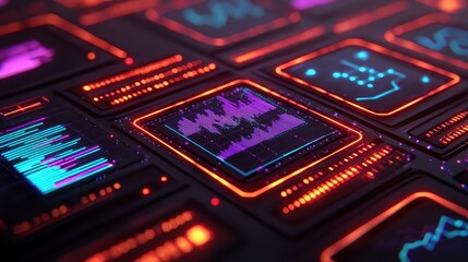 Obraz premium Abstract Data Visualization with Colorful Digital Graphs and Charts