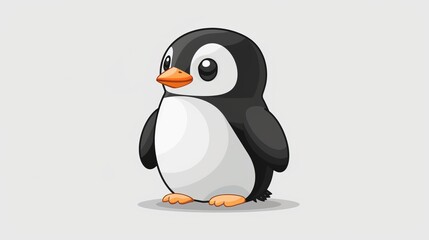Obraz premium Cute cartoon penguin illustration, isolated on white background.