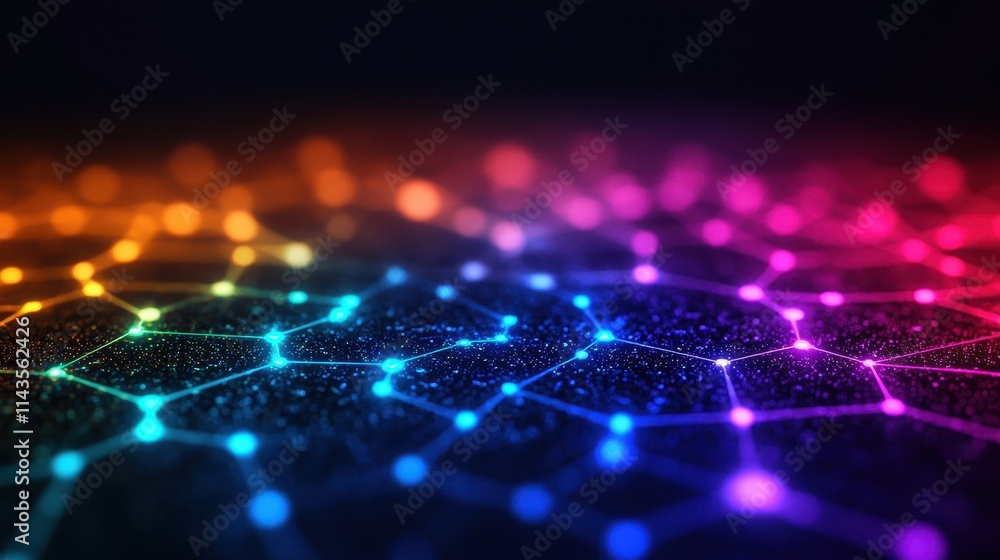 Aufkleber vibrant abstract background with colorful hexagon pattern and glow