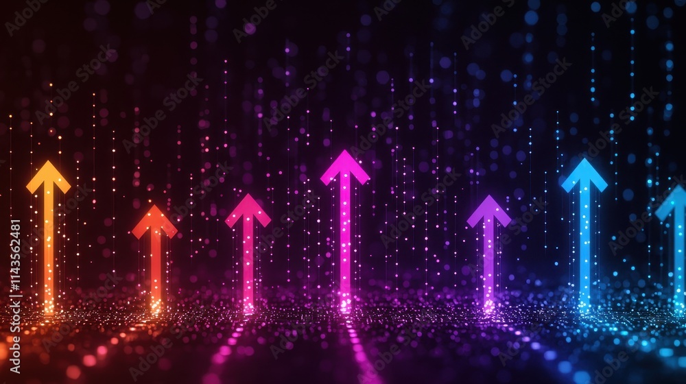 Aufkleber colorful arrow pattern with dynamic light effects on dark background
