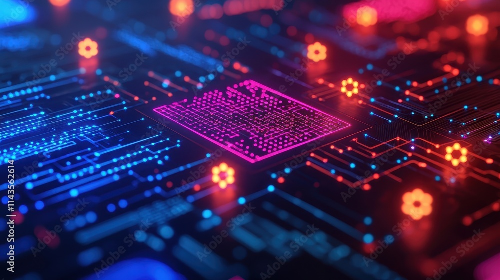 Aufkleber abstract technology background with colorful circuit board design