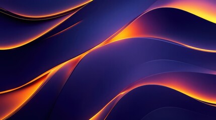 Fototapeta premium Abstract wave patterns with glowing stripes on a dark gradient background, evoking movement and futuristic themes