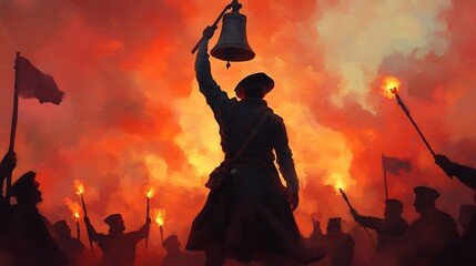 Dramatic Illustration of Grito de Dolores: A Pivotal Moment in History Captured with Passion, Energy, and Vibrant Colors, Symbolizing Revolution and Freedom