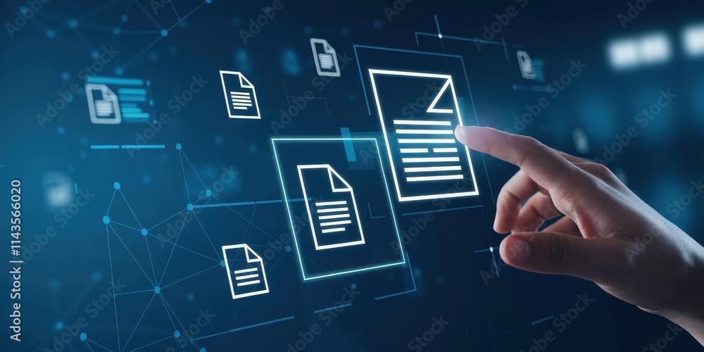 Poster digital document management system interface hand interaction