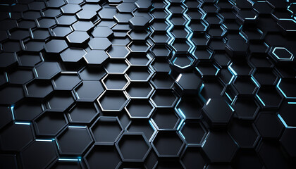 Obraz premium Abstract dark blue hexagon pattern background.