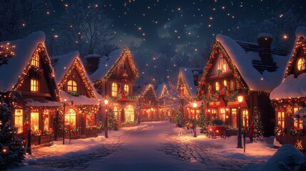 Fototapeta premium Chrismas celebration cute shop christmas architecture illuminated.